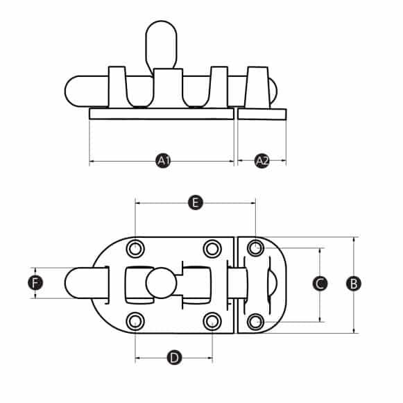 LD-Model-01-BB Stainless steel barrel bolt