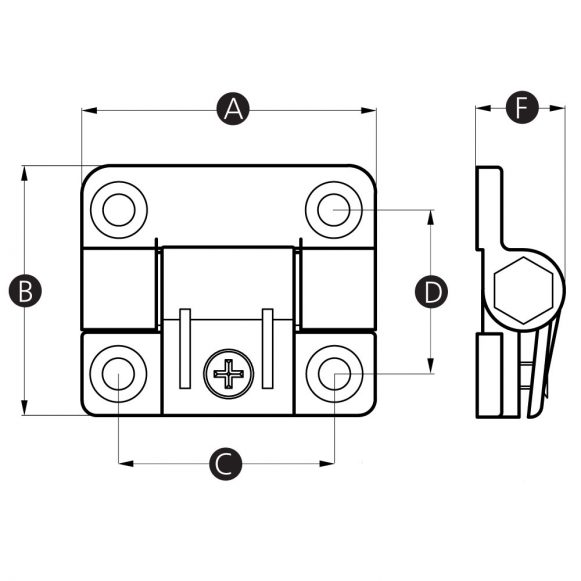 Adjustable torque positioning hinge technical drawing