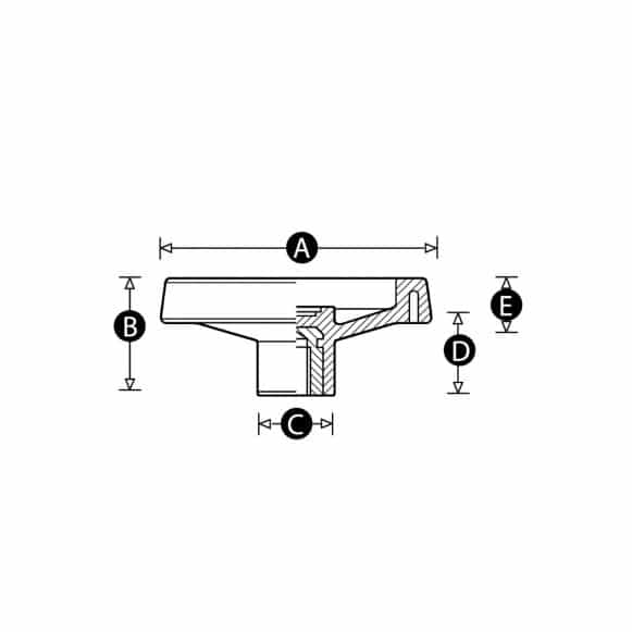 Spoked control hand wheel without handle - technical drawing