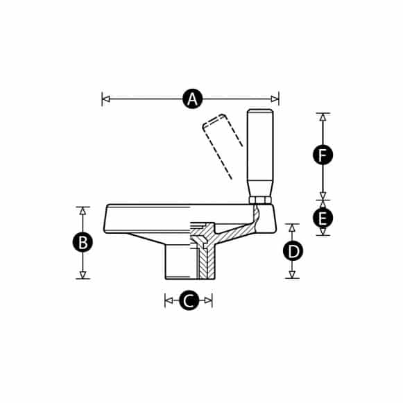 Spoked control hand wheel with folding rotating handle