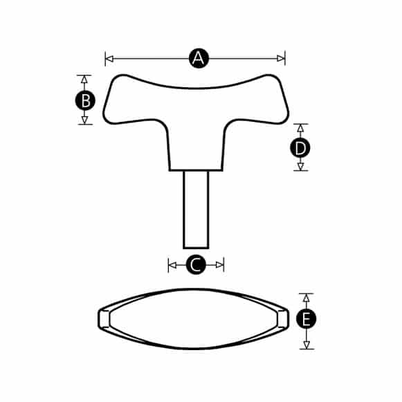 LD-Model-02M-PH T-handle with male threaded stud