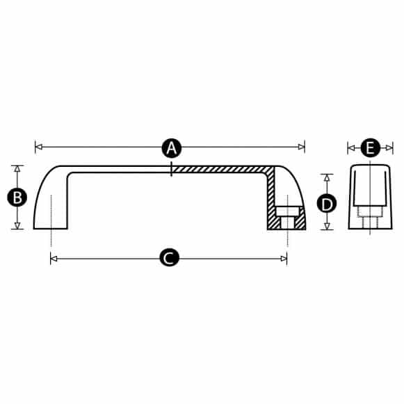 LD-Model-03-BH Nylon Bridge Handle technical drawing