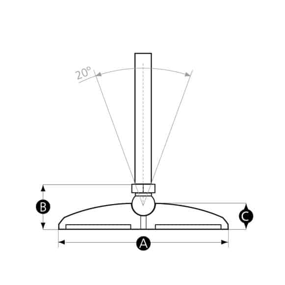 LD-Model-03-LF stainless steel adjustable levelling foot diagram