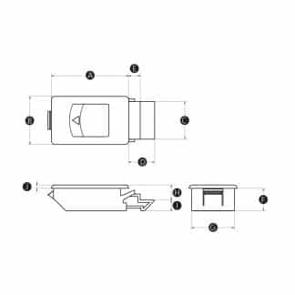 LD-Model-03-PL Snap-in slide latch technical drawing