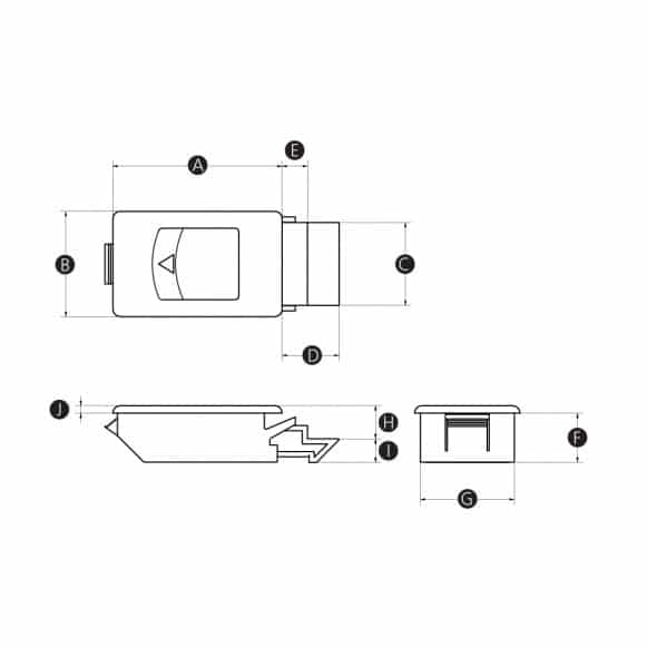 LD-Model-03-PL Snap-in slide latch technical drawing