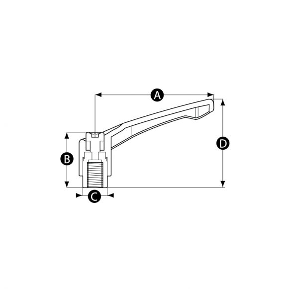 LD-Model-03F-CH Female indexing clamping handle technical drawing