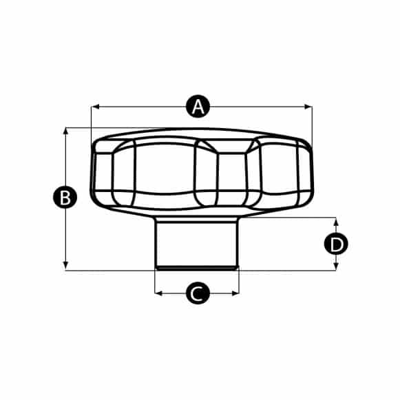 LD-Model-03F-MK Aluminium lobe knob technical 2D drawing