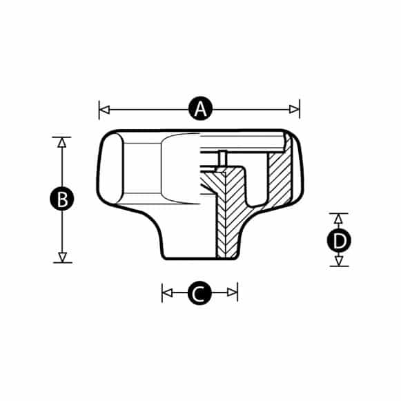 LD-Model-03F-PK Hollow lobe knob and clamp knob with female thread - technical drawing