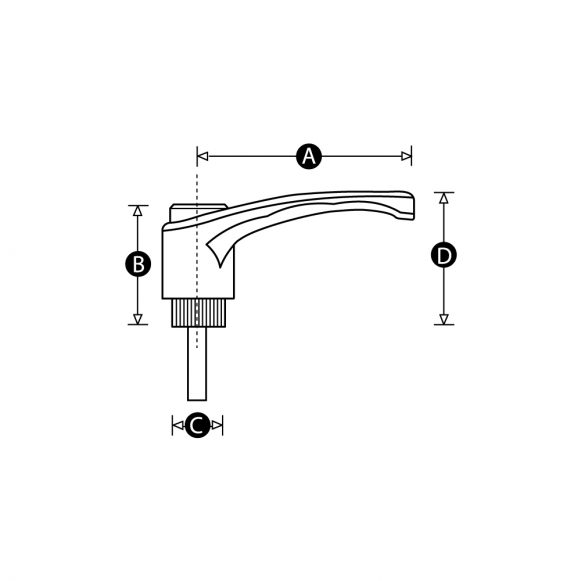 LD-Model-03M-CH male thread clamping handle technical drawing