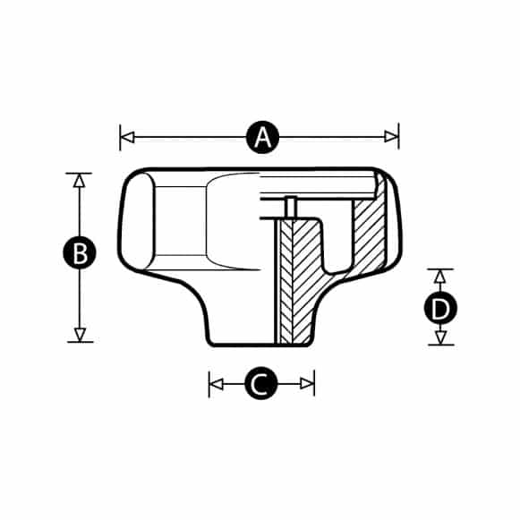 Through thread blind hole lobe knob technical drawing