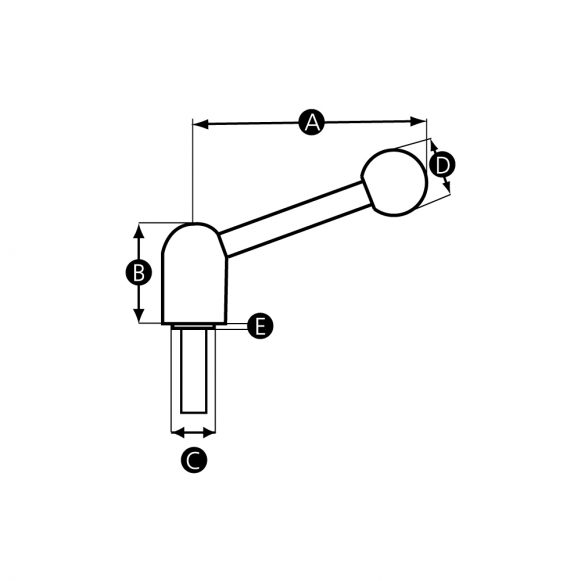 LD-Model-05M-ATL Adjustable tension lever male thread technical drawing
