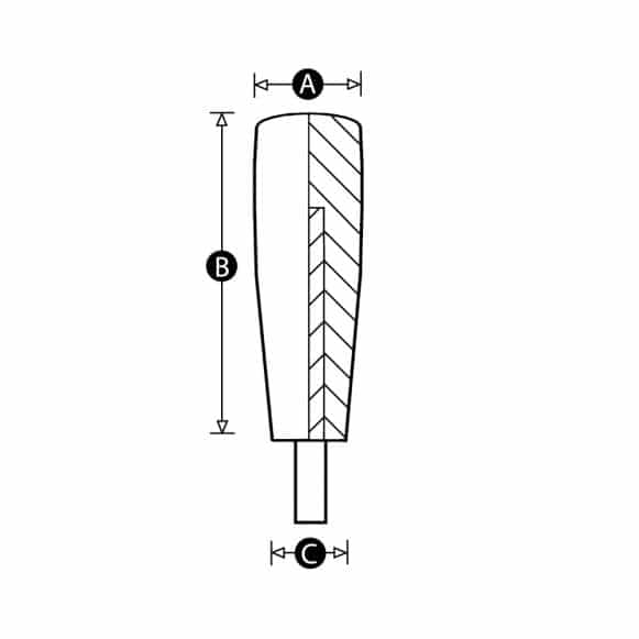 Plastic cylinder handle knob technical drawing