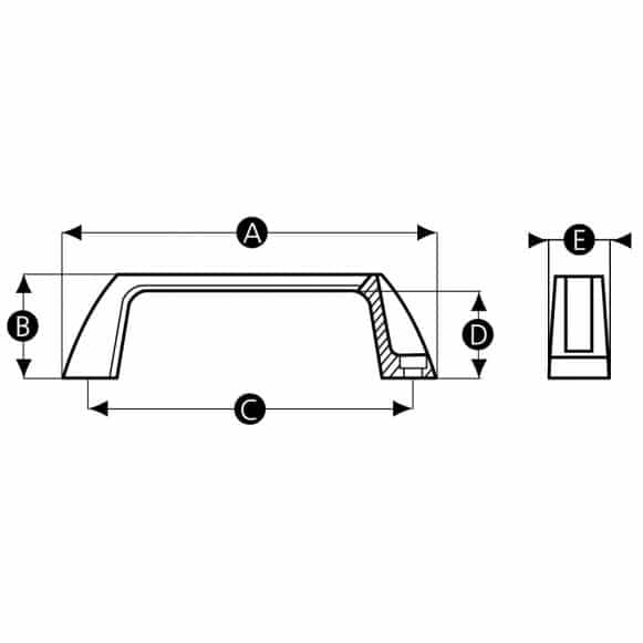 LD-Model-06-BH Machine bridge handle with hexagonally countersunk bore technical drawing