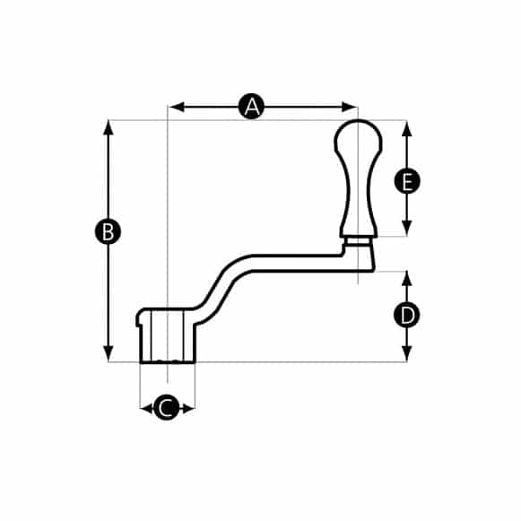 Cast iron crank handle - technical drawing