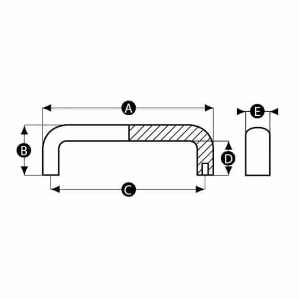 Nylon pull handle technical drawing