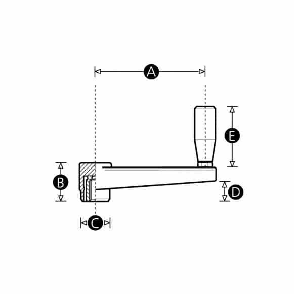 Plastic cranking handle - technical drawing