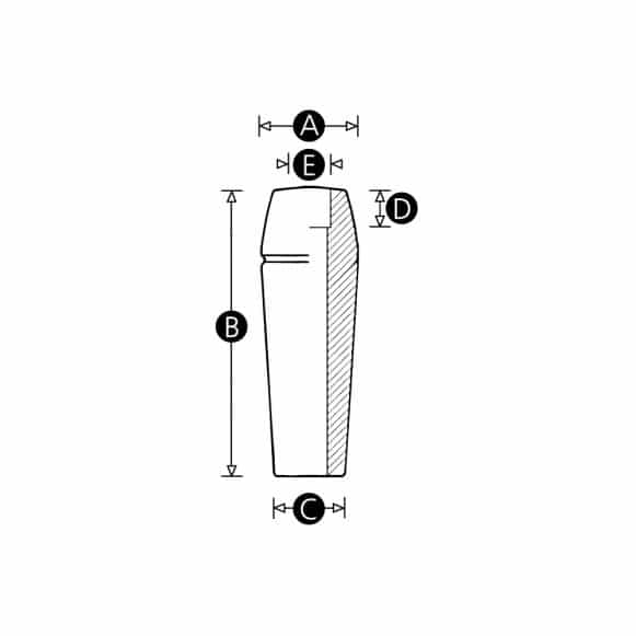LD-Model-08CB-PH Plastic handle lever with moulded clearance bore - technical drawing