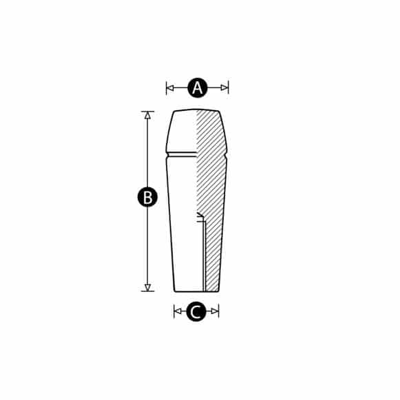 LD-Model-08F-PH Duroplast fixed handle, cylinder knob - technical drawing