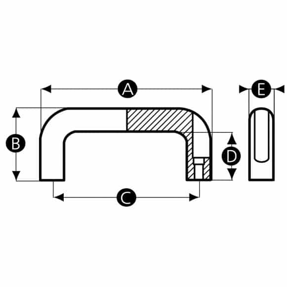 LD-Model-08V-BH Aluminium machine handle technical drawing