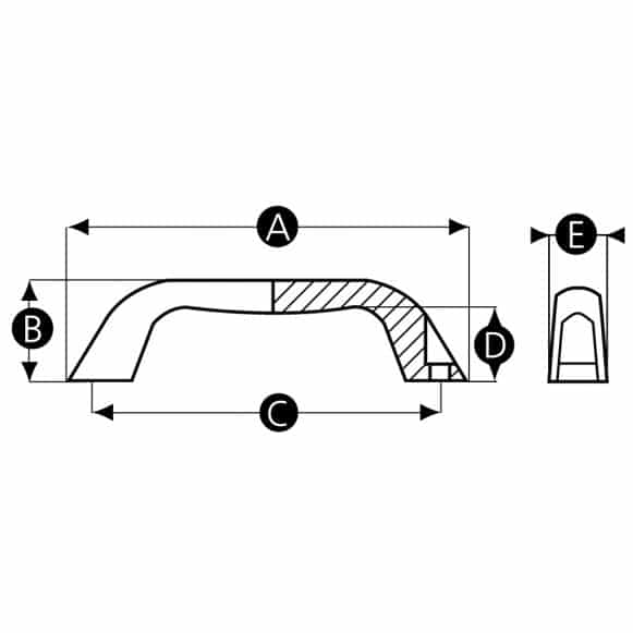 LD-Model-09-BH Plastic pull handle technical drawing