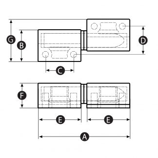 Lift off hinge technical drawing