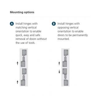 LD-Model-09-HI-Mounting Offset removable lift hinge mounting diagram