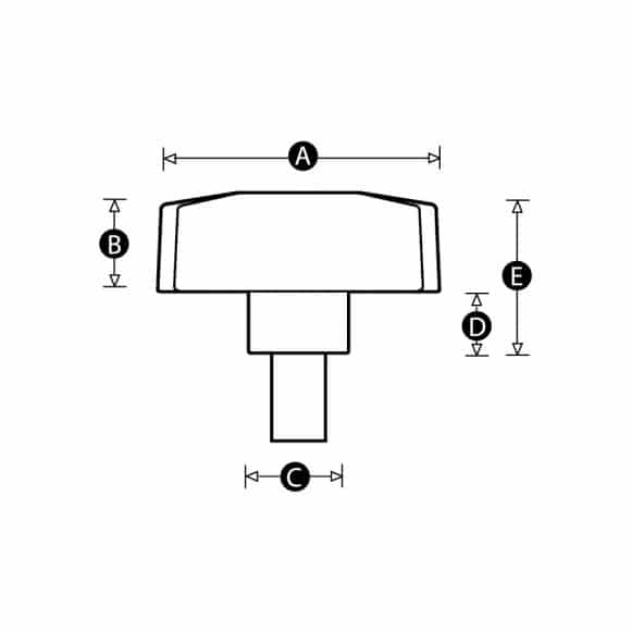 LD-Model-10M-PK Mae thread tri-star knob -technical drawing