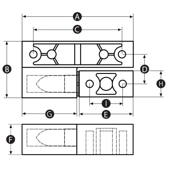 LD-Model-11-HI Metal offset lift off hinge - technical drawing