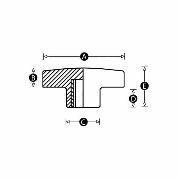 LD-Model-11F-PK Solid star knob with female insert -technicall drawing