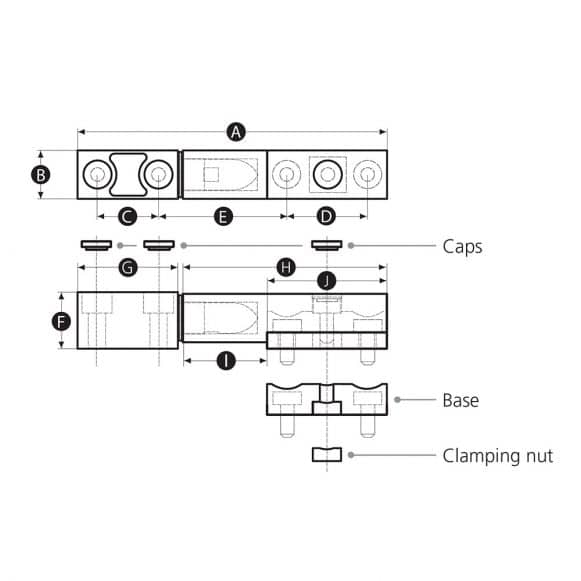 LD-Model-12-HI Inline adjustable removable lift off hinge technical drawing