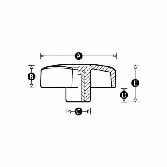 female threaded star knob - technical drawing
