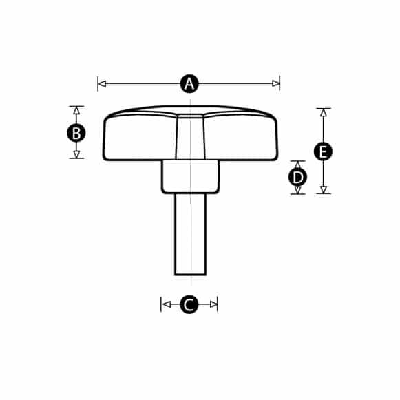 LD-Model-12M-PK Male threaded star plastic knob