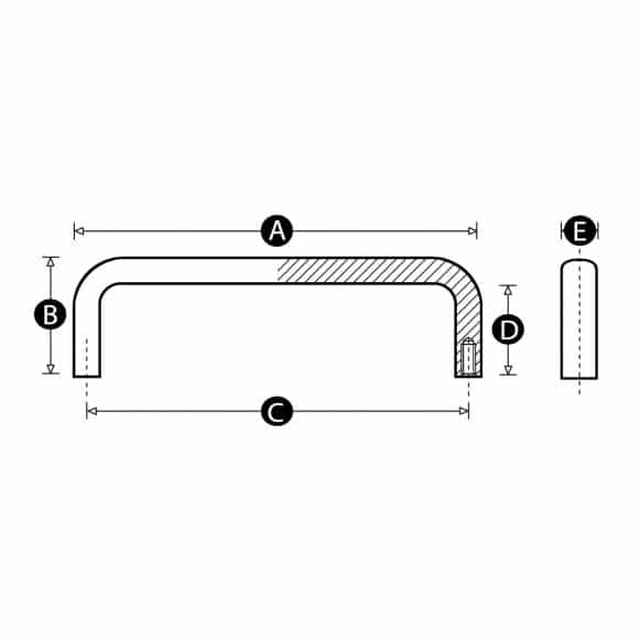 LD-Model-14-BH Cabinet and drawer pull handle technical drawing