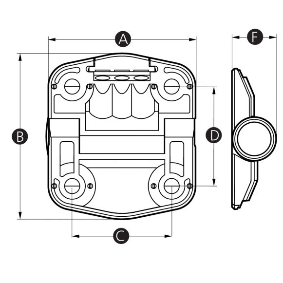 LD-Model-14-HI Detente hinge technical drawing