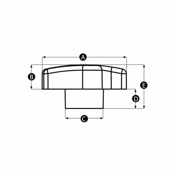 Female offset wing knob - technical drawing