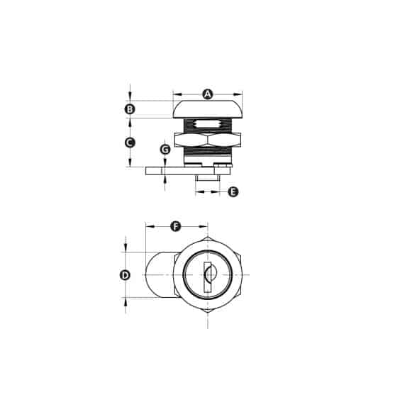 LD-Model-17-ML Technical drawing of small cam lock