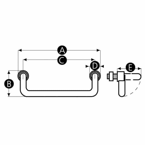 LD-Model-19-BH Folding pull handle line drawing
