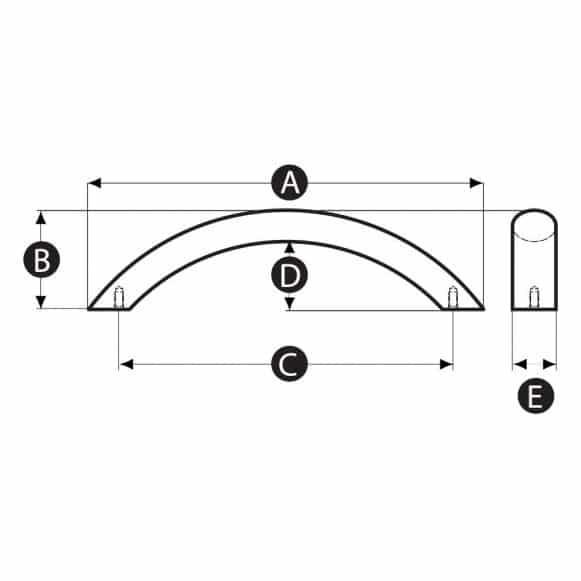 LD-Model-22-BH Bow shaped pull handle technical drawing