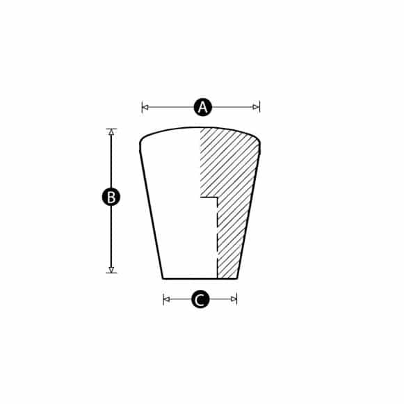 LD-Model-22SF-PK Push-fit taper knob technical drawing