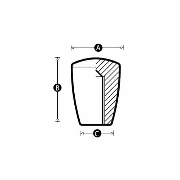 LD-Model-23F-PK Plastic female threaded taper knob technical drawing