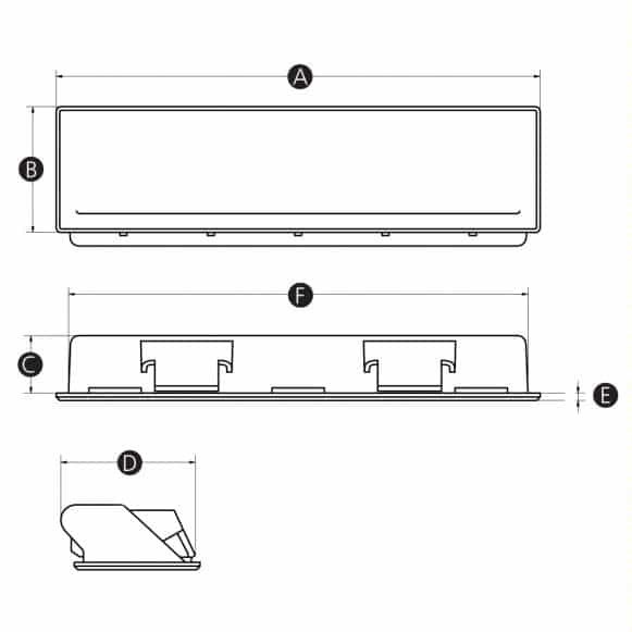 LD-Model-24-BH Snap-in pull handle technical drawing