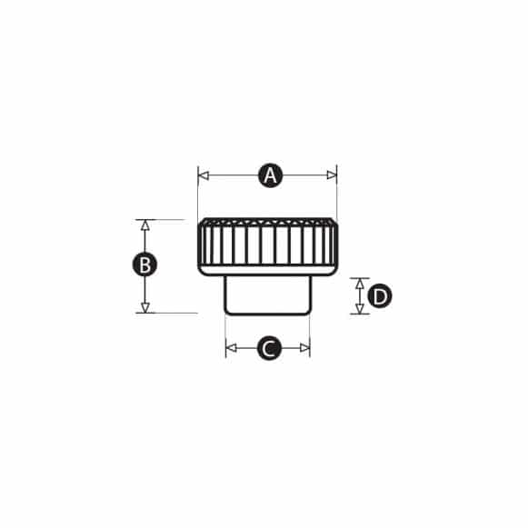Female threaded knurled thumbscrew knob