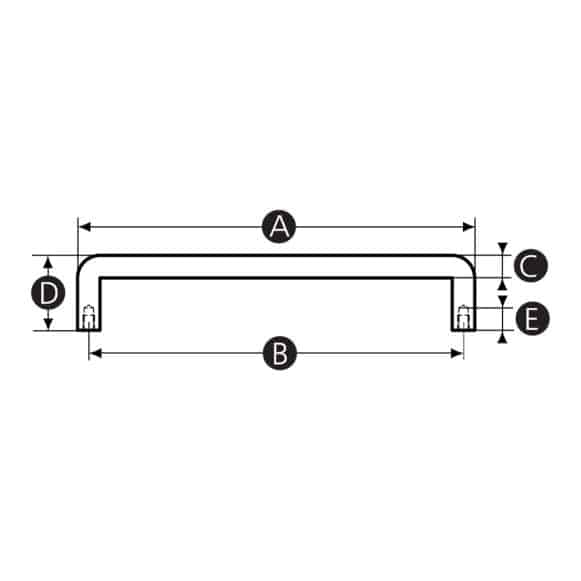 LD-Model-28-BH Anodised aluminium pull handle technical drawing