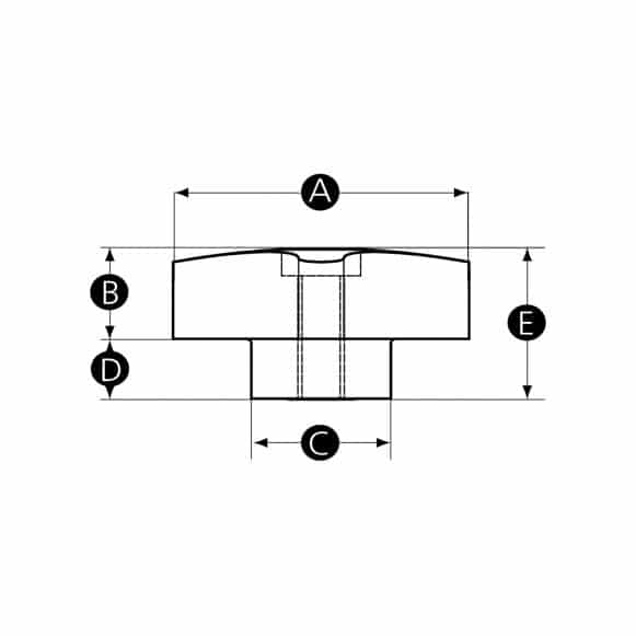 LD-Model-33T-PK Through thread star knob - technical drawing