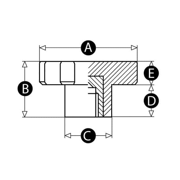 LD-Model-34F-PK Heavy duty plastic clamping knob - technical drawing