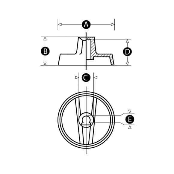 Timer control knob technical drawing