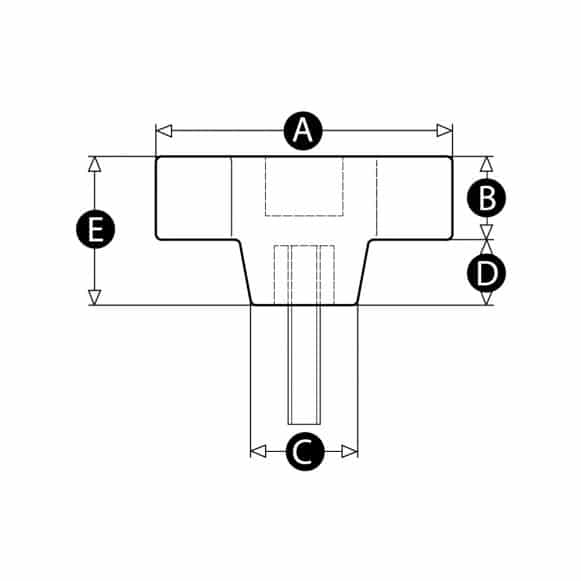 LD-Model-36M-PK Male threaded wing knob -technical drawing