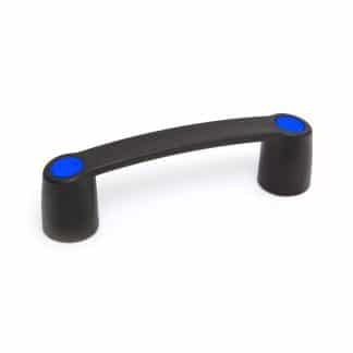 Machine pull handle with blue caps - technical drawing