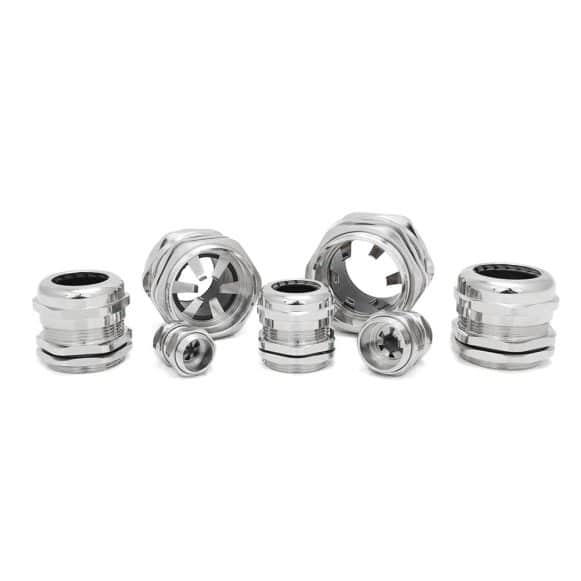 Model-02-CG-view-3 Nickel Plated Brass Cable Gland with EMC Protection for shielded cables