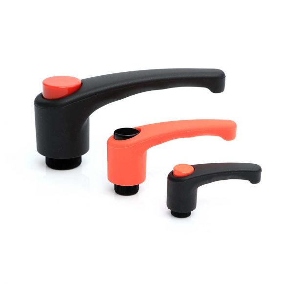Ergonomic curved adjustable indexed clamping handle